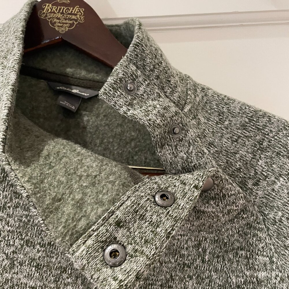 Eddie Bauer Sweater Three Snap-On Button Mock Neck Size Large - Picture 8 of 11